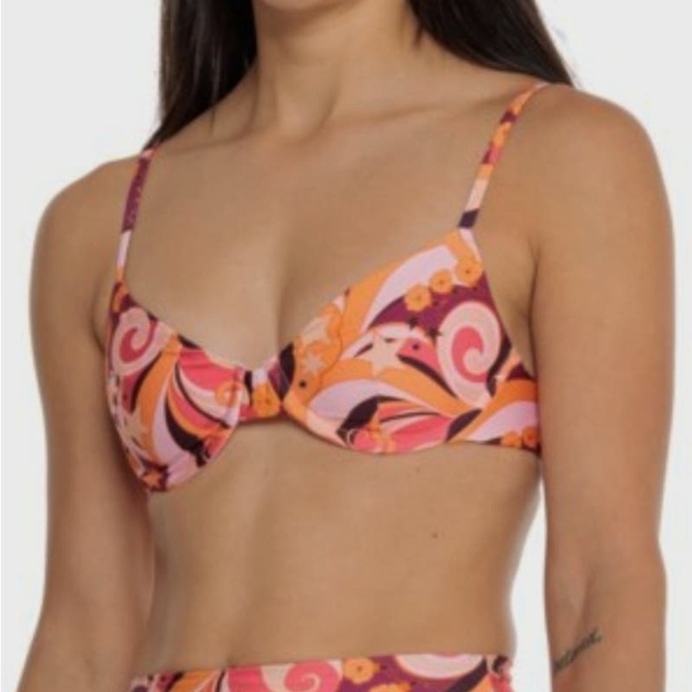 NEW Beach Riot Camilla Bikini Top‎ S Starbright Swirl Pink Maroon Underwire NWT